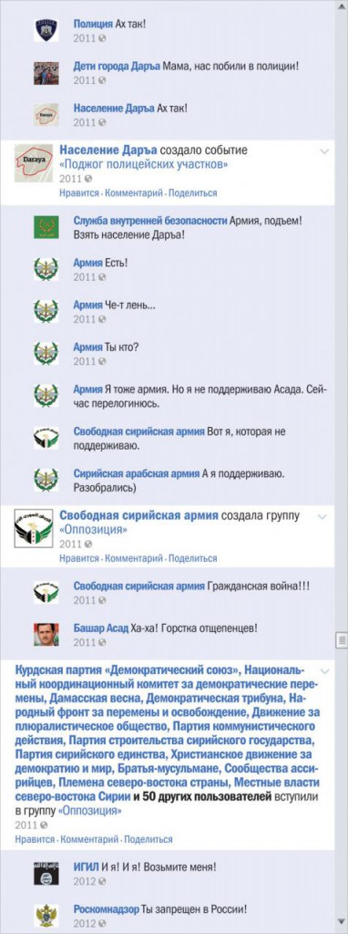 Сирийский конфликт в виде ленты Фейсбука