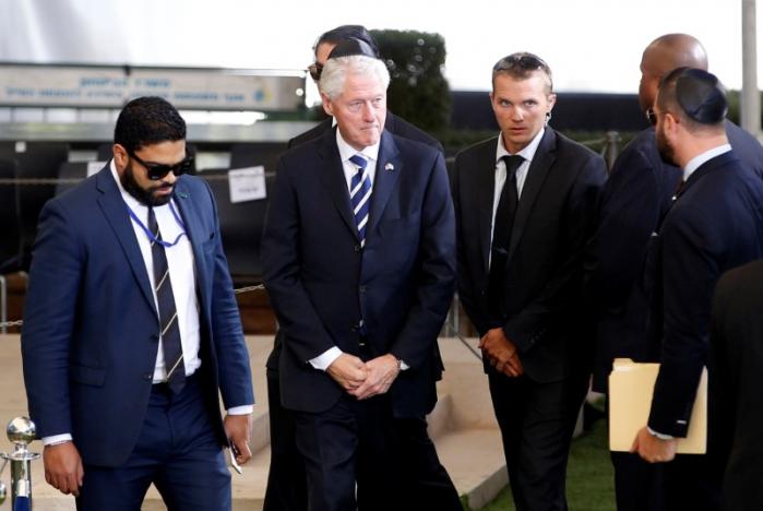 Former U.S. President Bill Clinton is seen upon his arrival to Mount Herzl Cemetery to attend the funeral of former Israeli President Shimon Peres, in Jerusalem