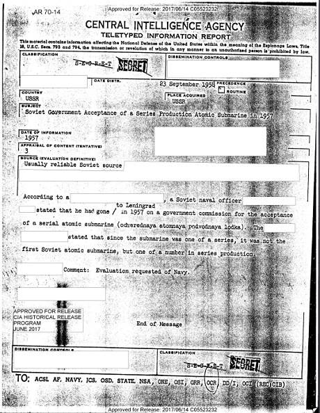 ЦРУ рассекретило документы о военном флоте СССР
