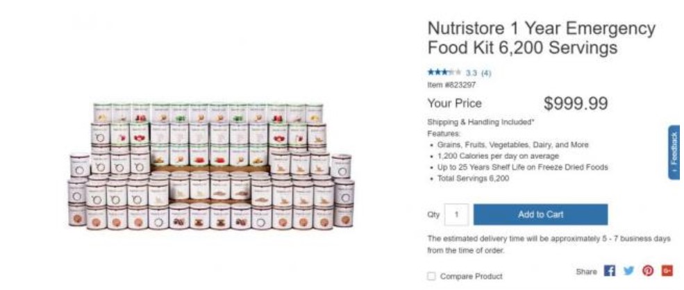 В США создали продуктовые наборы на случай наступления конца света