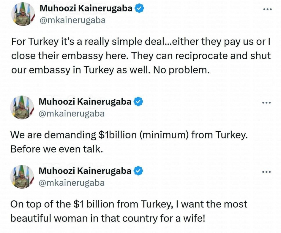 Глава ВС Уганды требует от Турции $1 млрд и женщину 2 Глава ВС Уганды требует от Турции $1 млрд и женщину