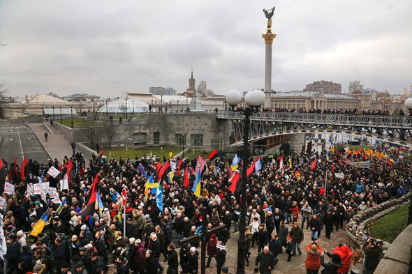 Участники акции в Киеве требовали отставки Порошенко