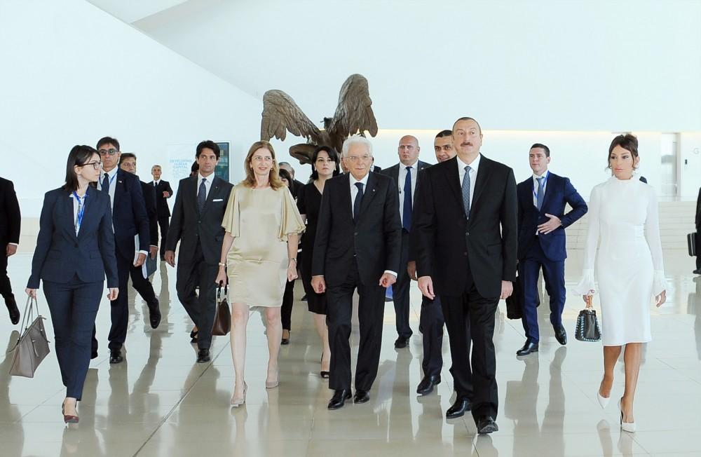 Ильхам Алиев и Серджо Матарелла на выставке "Сокровище вечности"