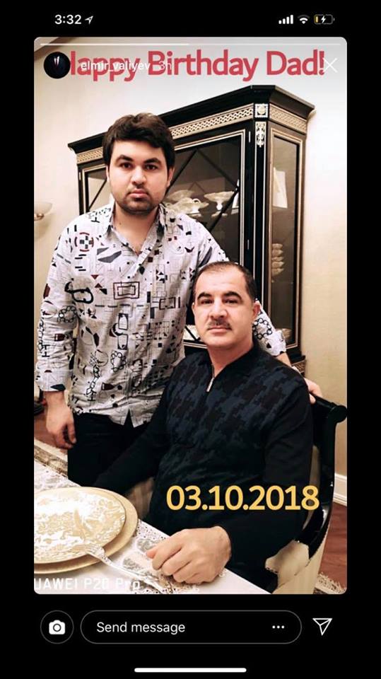 Сын Эльмара Велиева поделился фотографией с отцом в день его рождения