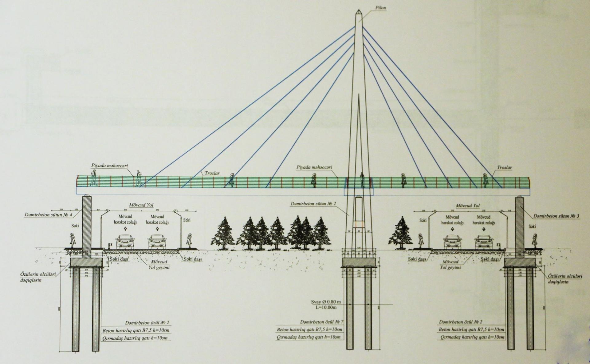 В Баку началось строительство подвесного пешеходного перехода