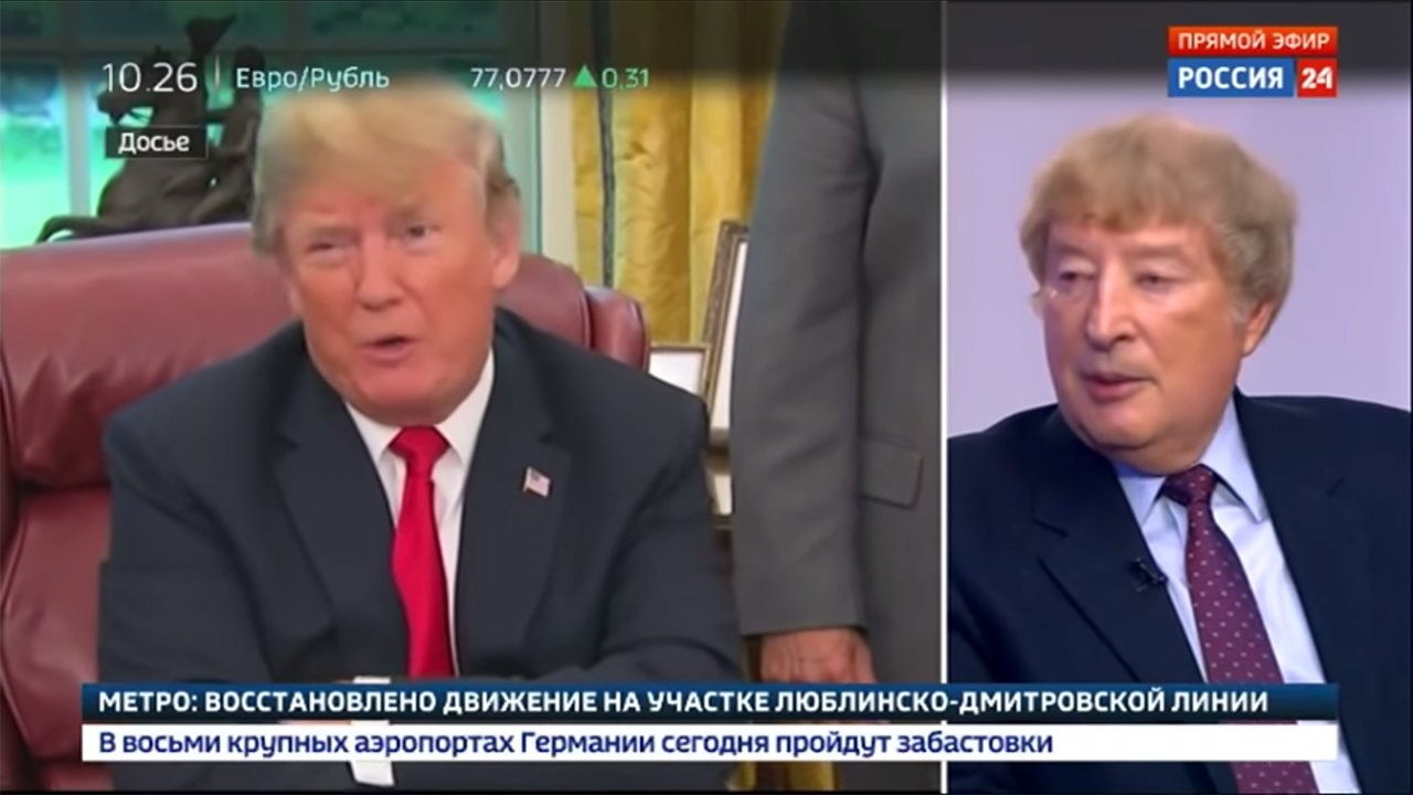 Двойник Трампа комментирует сюжеты о США на телеканале «России 24»