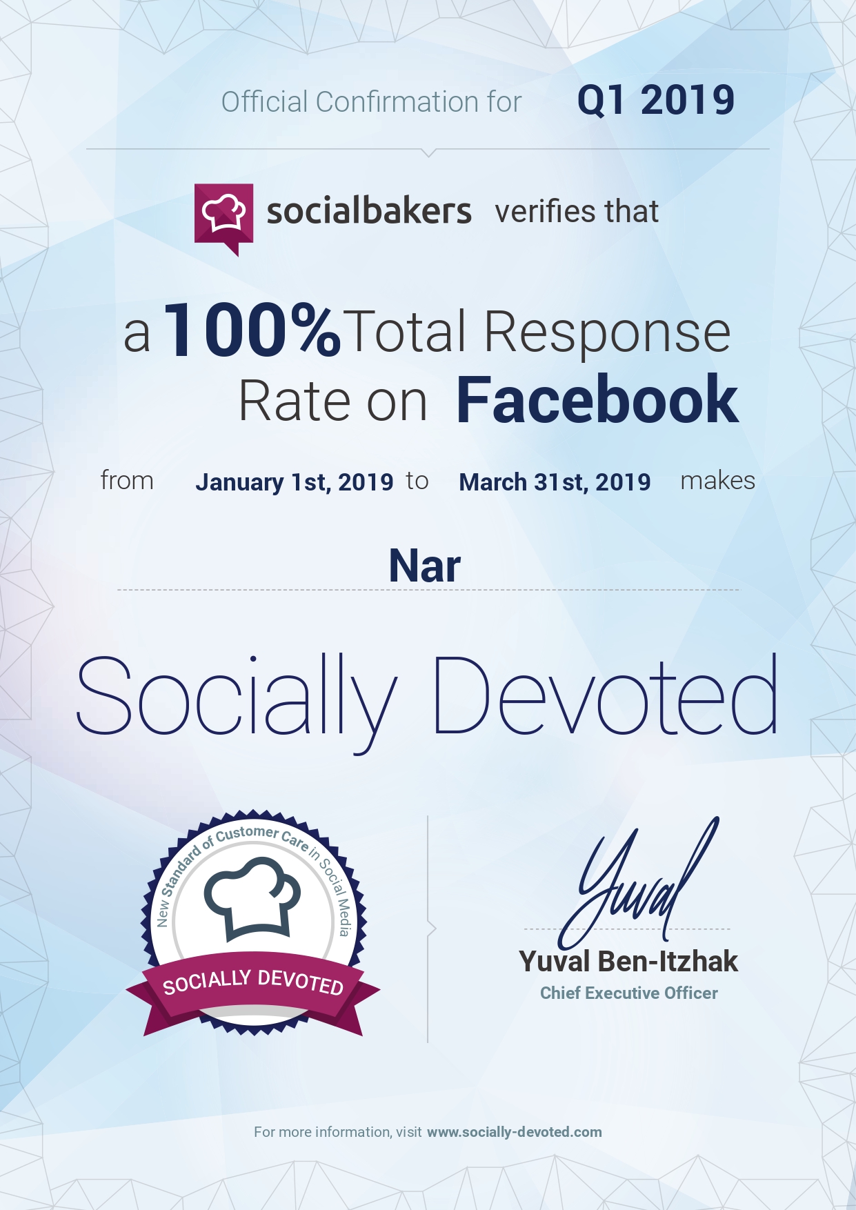 Nar ответил на 100% обращений, полученных в Facebook