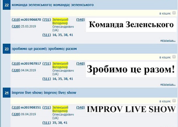 Зеленский подал заявки на регистрацию своих слоганов