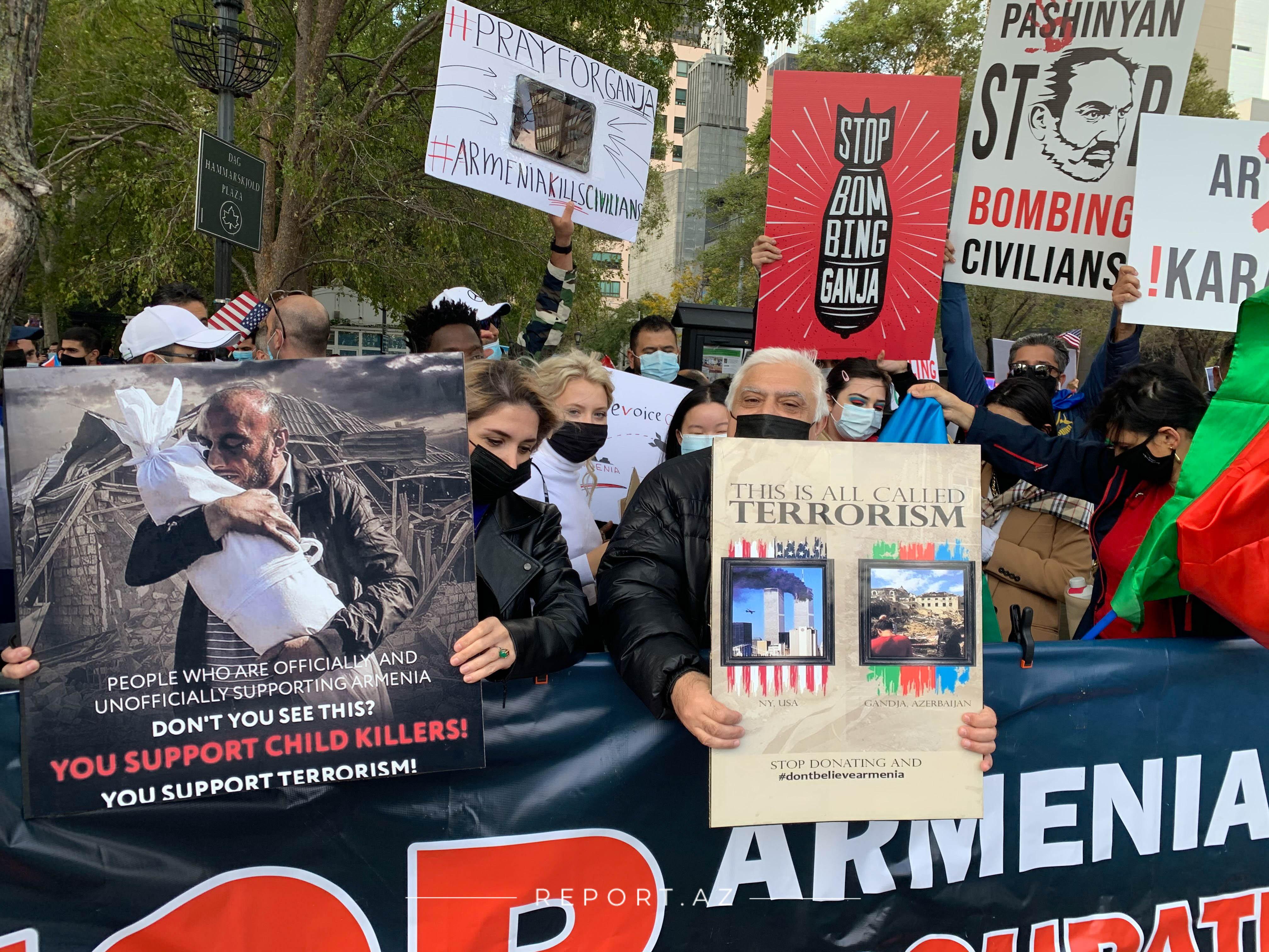 Азербайджанцы проводят акцию перед штаб-квартирой ООН: фото