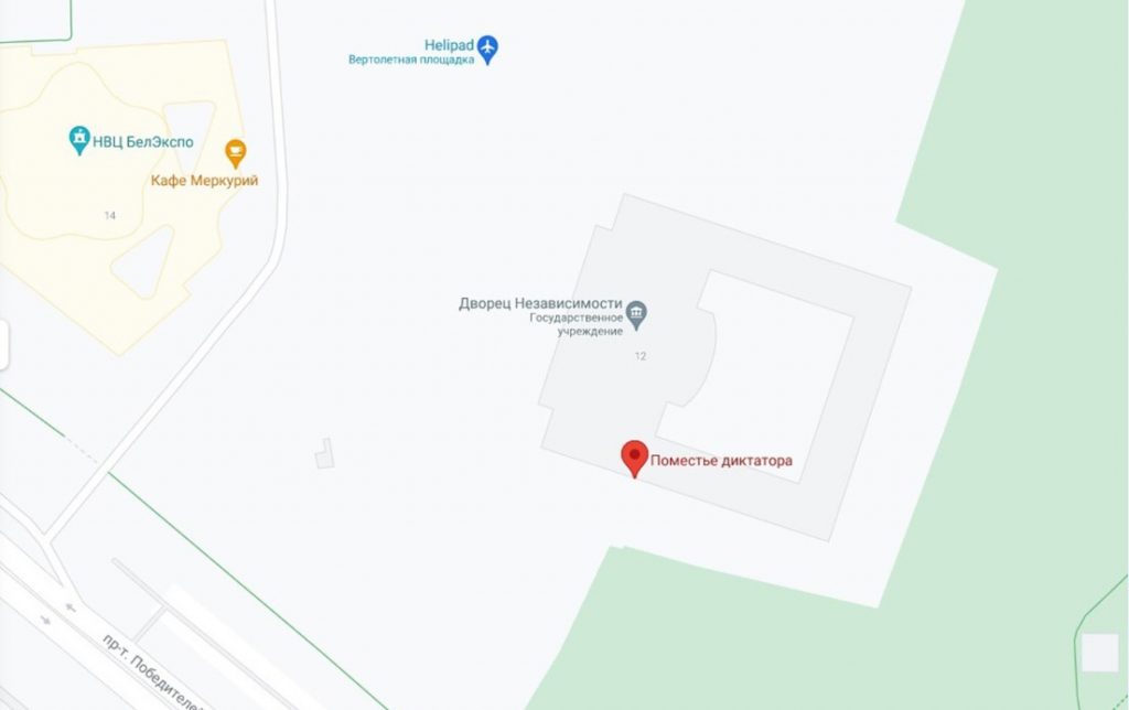 В Google Maps резиденция Лукашенко обозначена как «поместье диктатора»