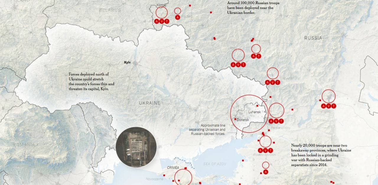 New York Times: Российские войска окружили Украину с трех сторон и готовятся к вторжению