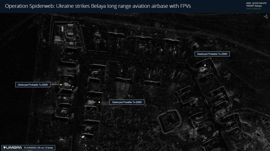 Спутник зафиксировал 13 уничтоженных бомбардировщиков России 