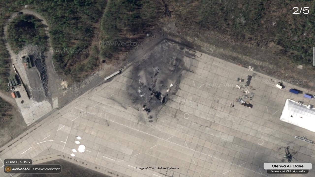 Новые снимки уничтоженных Ту-95 на аэродроме «Оленья»