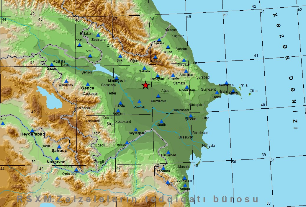 Землетрясение произошло в Гёйчайском районе в Азербайджане