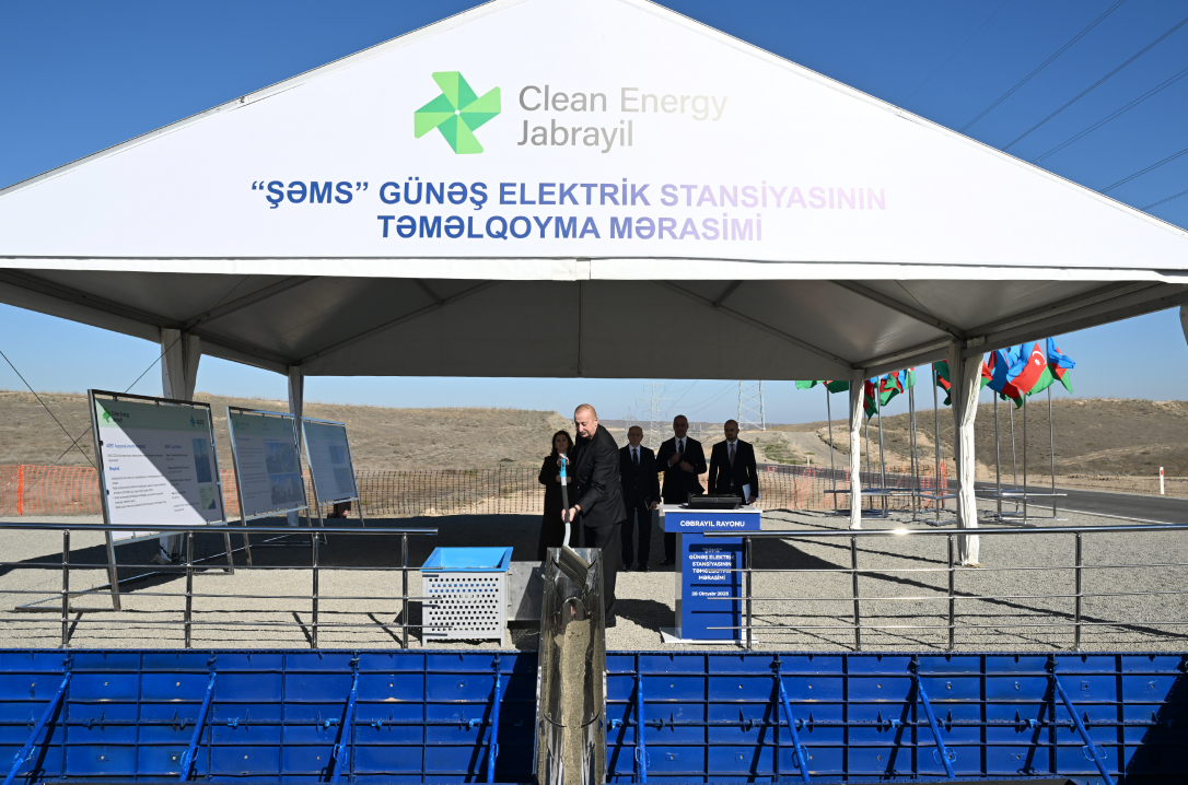 Ильхам Алиев заложил фундамент СЭС «Шамс» и «Уфуг» в Джебраильском районе