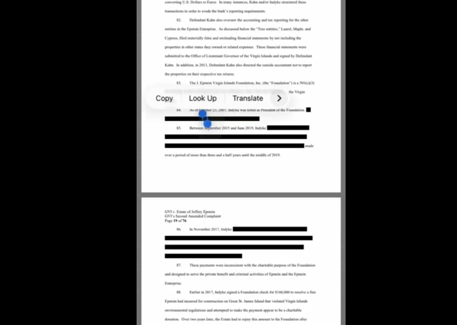 Зацензурированные материалы из архива Эпштейна оказались читаемыми