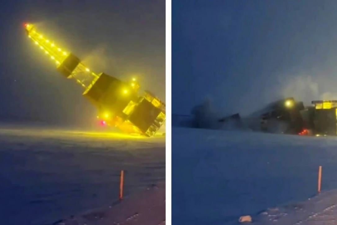 На Аляске обрушилась гигантская буровая установка