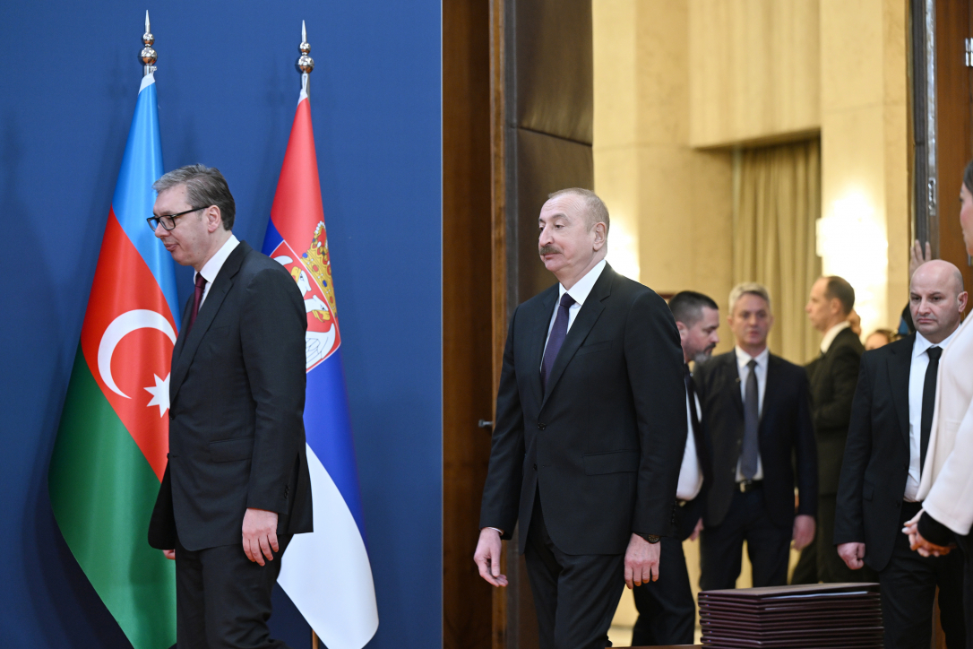 Президент Алиев показал кадры визита в Сербию