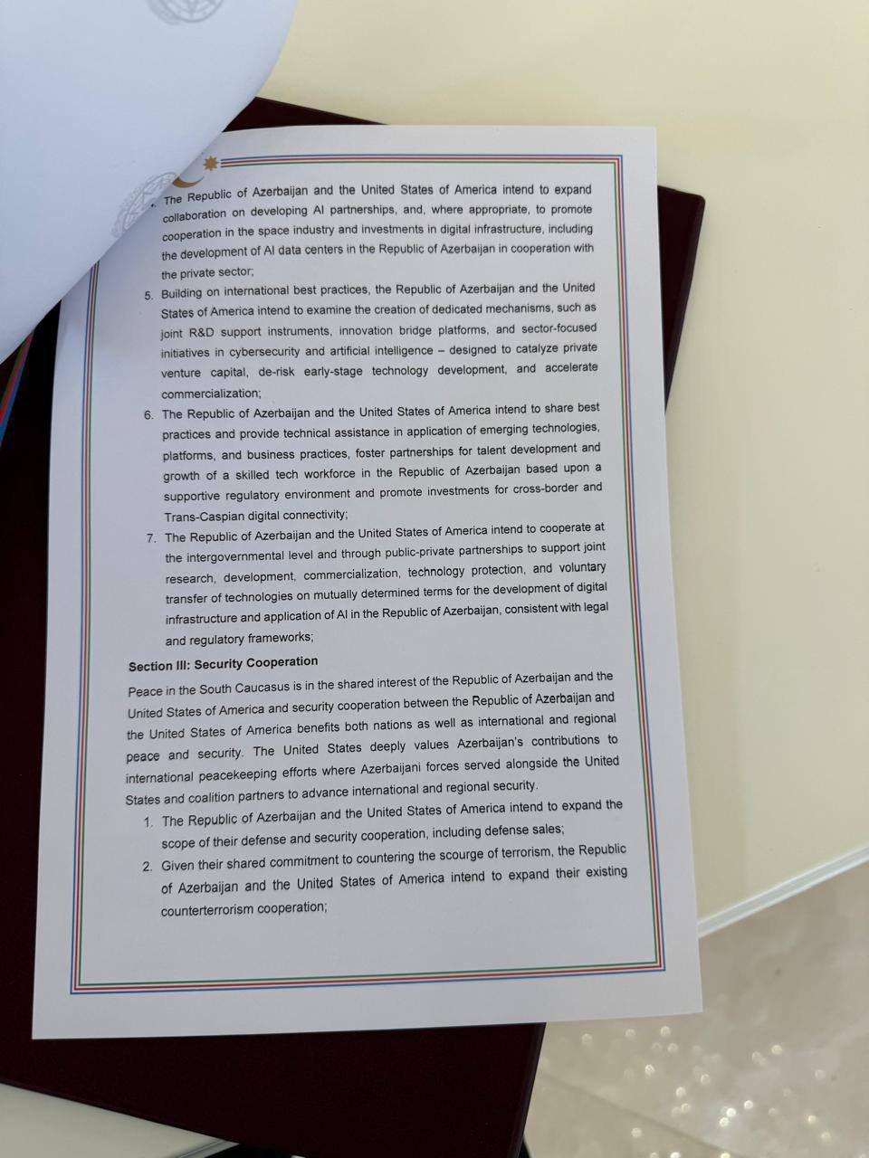 Азербайджан и США подписали Хартию стратегического партнёрства
