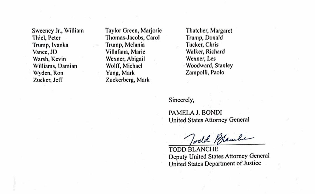 Генпрокурор США опубликовала 300 фамилий знаменитостей из файлов Эпштейна