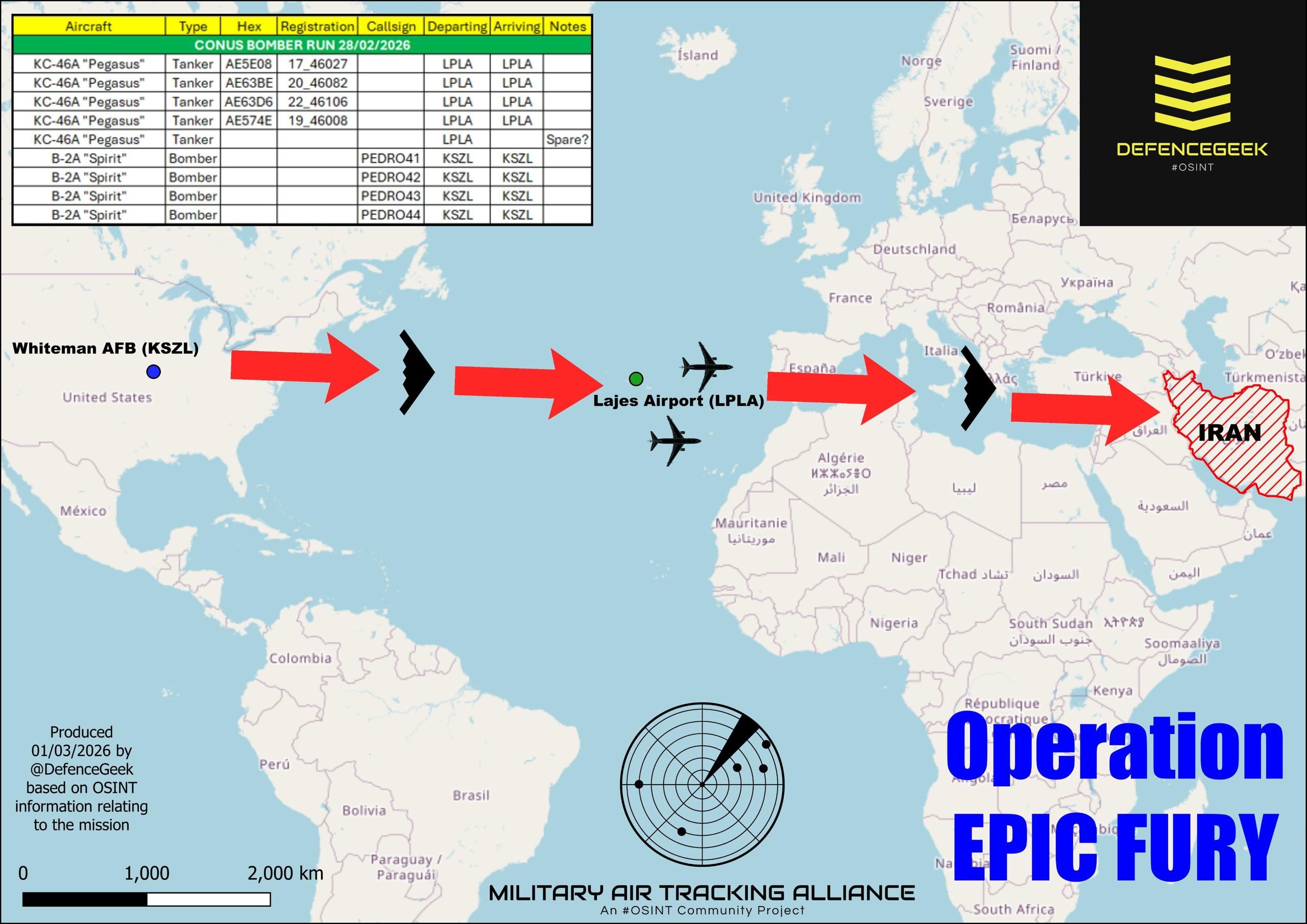 Американские B‑2A Spirit нанесли ночной удар по Ирану