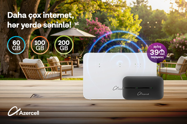 Оставайтесь онлайн с решениями «MiFi» и «Wi-Fi» от Azercell!