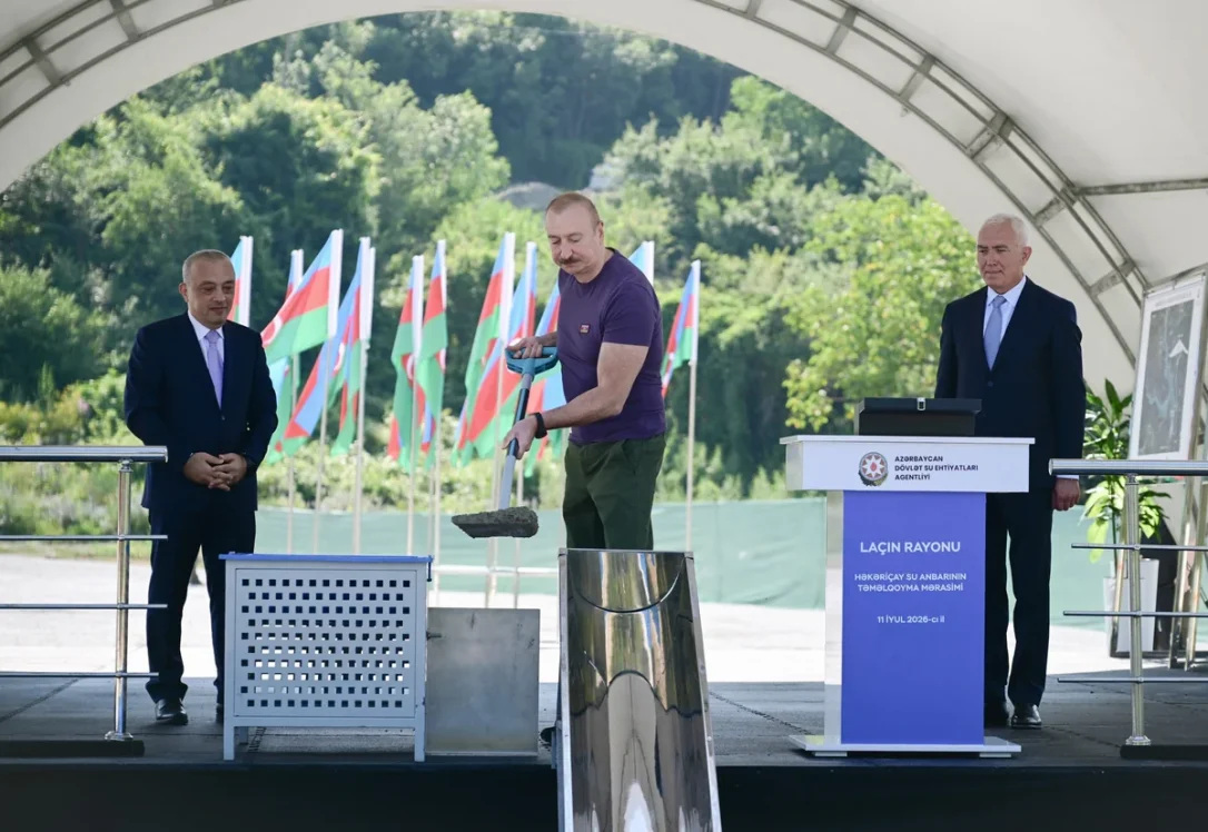 Ильхам Алиев заложил фундамент водохранилища Хакаричай в Лачине
