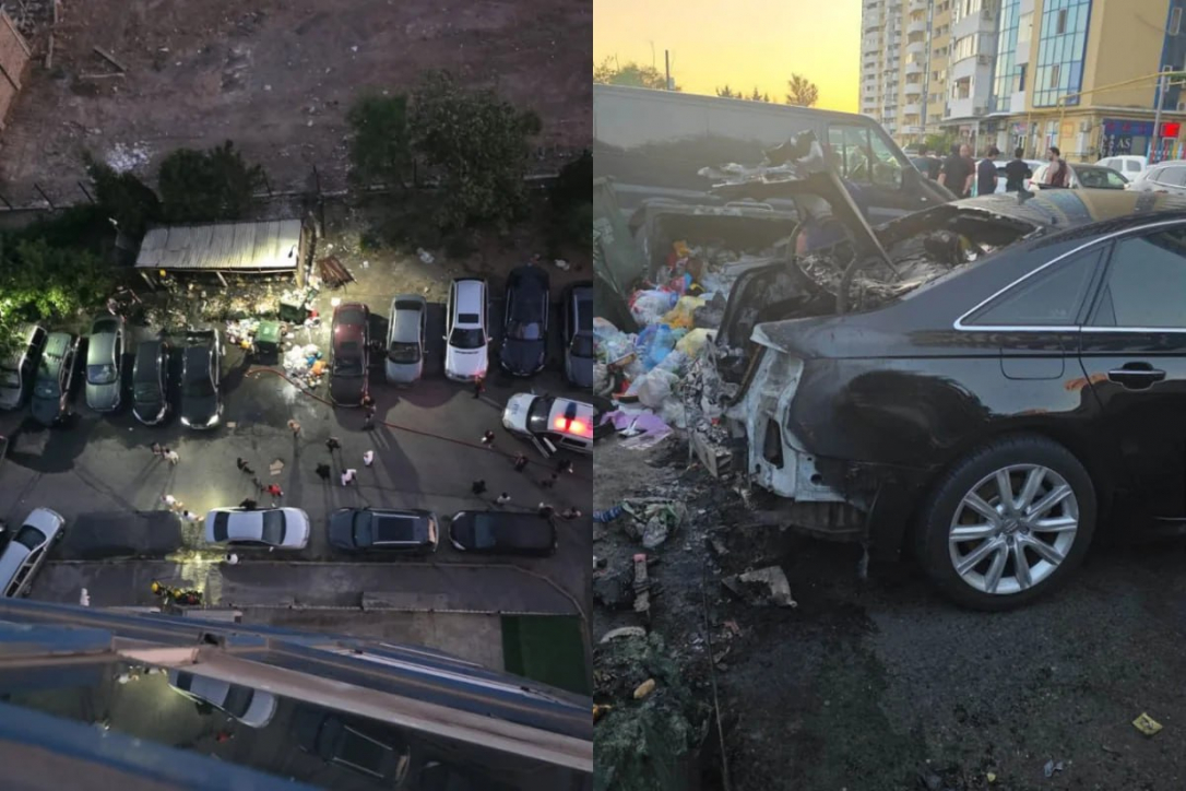 В Баку из-за возгорания мусора пострадали автомобили